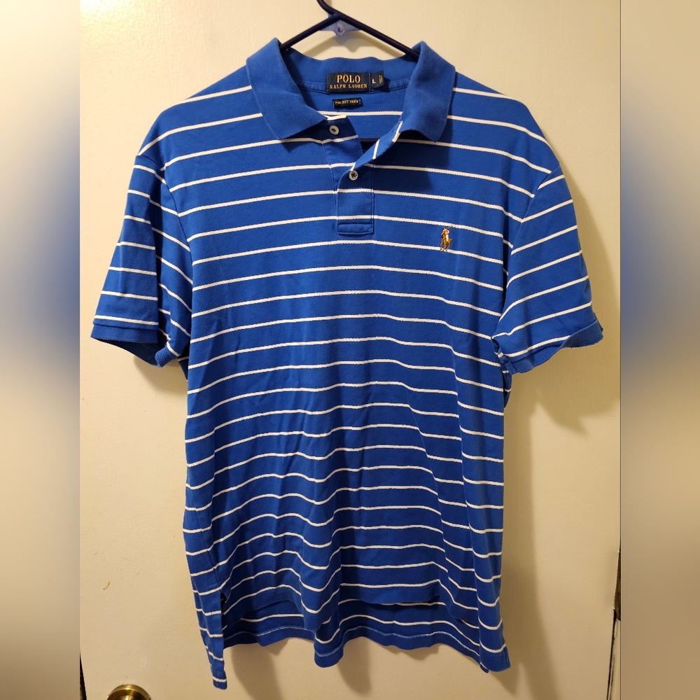 Polo‎ Ralph Lauren Pima Soft Cotton Polo Shirt Blue Short Sleeve Men's Size L